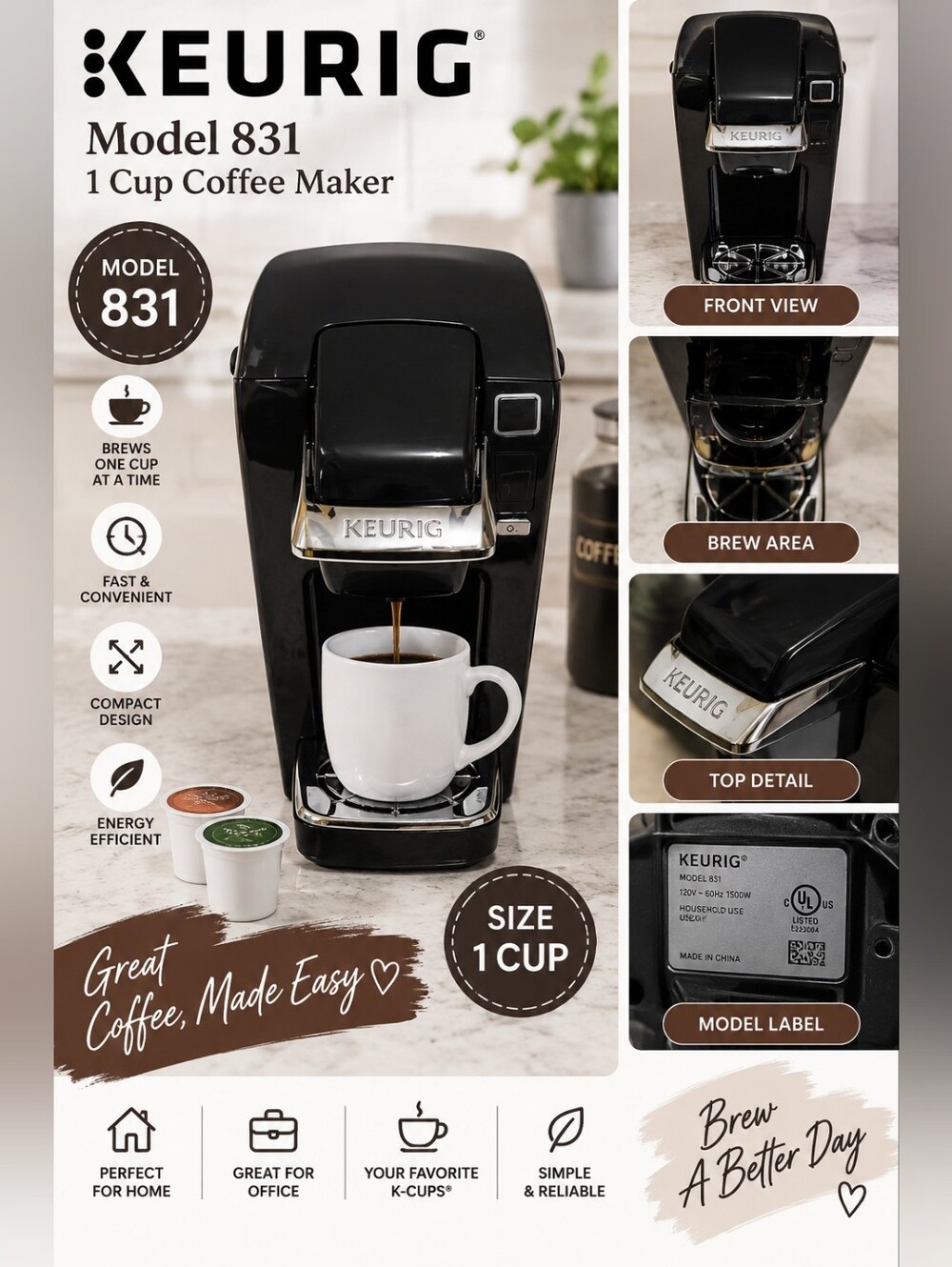 Keurig model 831 black 1 cup coffee maker #31